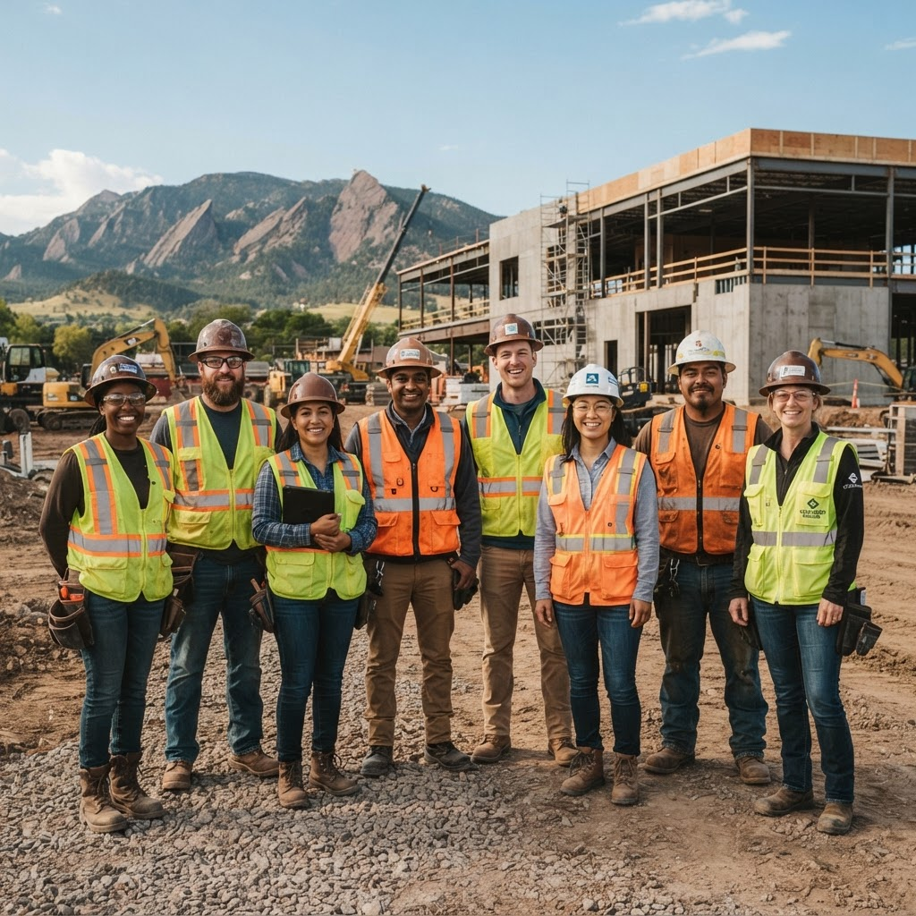 The RMFryConstruct team at a Colorado job site